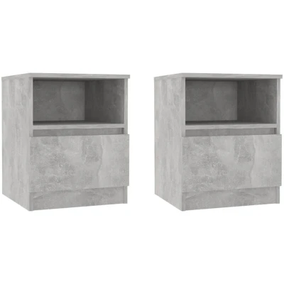 Image of vidaXL Bed Cabinets 2 pcs Concrete Grey 40x40x50 cm Engineered Wood