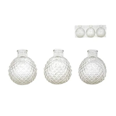 Image of Gisela Graham Faceted Glass Ball Vase 3 Pieces One Size
