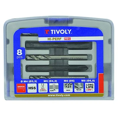 Image of Tivoly TF4 11900170033 Set of 4 Machine Taps Gun DIN 352 M4 to M10 + HSS Metal Drill Bits