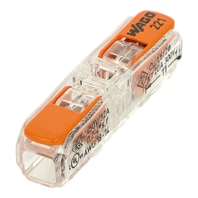 Image of WAGO 2 WAY QUICK CONNECTION TERN IN LINE 4MM2 60 U, Orange