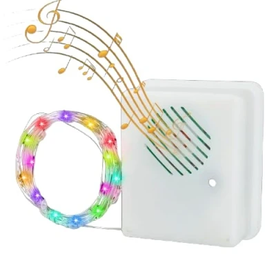 Image of Nuziku Christmas Sound Sensor, Song Voice Activated Props with 10m Led String Lights, Lights Colorful Light, Fairy for Xmas Tree Decor
