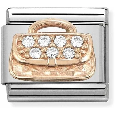 Image of Nomination Rose Gold Crystal Handbag Charm