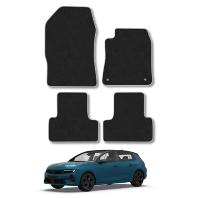 Image of Car Mats Compatible with Vauxhall Astra L (2022 ) Tailored Fit Grey Carpet Floor Set Accessory Custom 4 Pieces Anti Slip Backing &amp; Binding Trim Edge