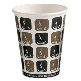 Image of Thali Outlet® 500 x 12oz Mocha Cafe Printed Paper Single Wall Disposable Tea Coffee Cappuccino Hot Drinks Cup