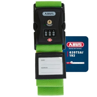 Image of ABUS Luggage strap with TSA lock 620TSA/192 3 digit numerical code Name tag included green