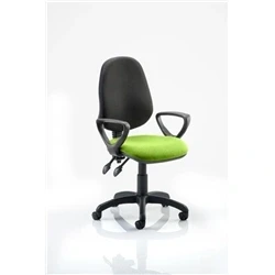 Image of Eclipse Plus II Lever Task Operator Chair Black Back Bespoke Seat with Loop Arms In Myrrh Green