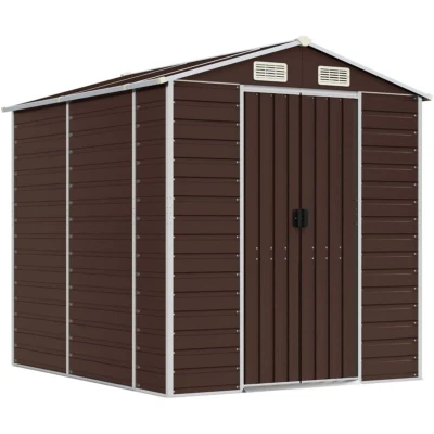 Image of vidaXL Garden Shed Brown 191x215x198 cm Galvanised Steel