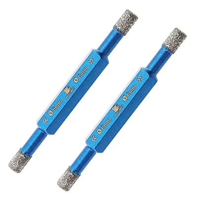 Image of Dry diamond Tile Drill Bit BRSCHNITT 2pcs 6/6mm double ended hole saw for Porcelain Ceramic Stone Granite Marble,Hex Shank Drilling