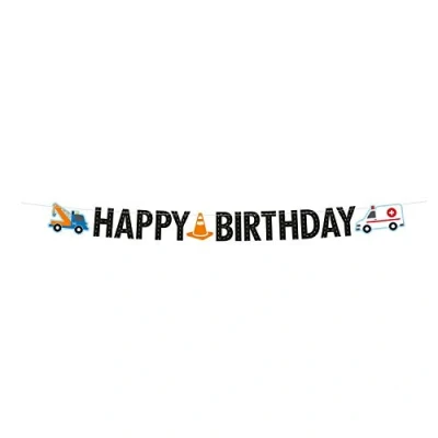 Image of Amscan 9906584 On the Road Kids Happy Birthday Letter Banner Party Decoration 3m