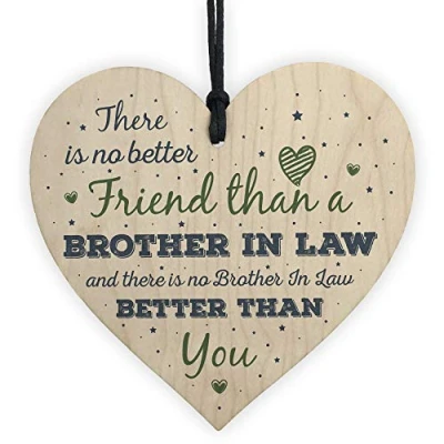 Image of RED OCEAN Gifts For Brother In Law Birthday Gift Card Wooden Heart Plaque Friendship Men