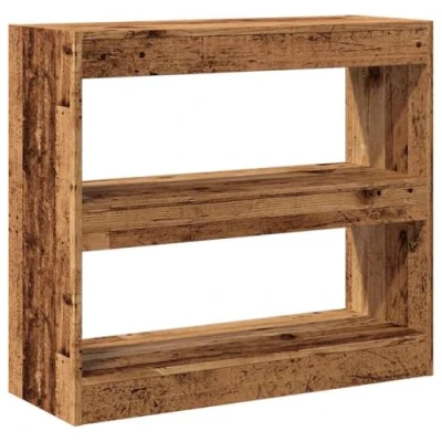 Image of vidaXL Book Cabinet/Room Divider 80x30x72 cm Old Wood Engineered With 2 Tier Shelving/Display Unit for Living Rooms, Bedrooms, or Studies Modern Brown Freestanding Bookshelf
