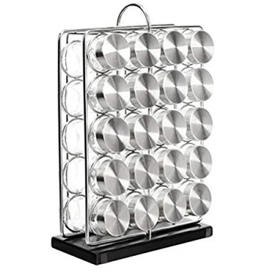 Image of Amazon Basics Alloy Steel 20 Jar Vertical Spice Rack, Silver