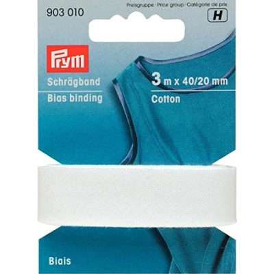 Image of Prym Bias Binding Cotton, 100% CO, White, 20 mm Falzung: 40/20