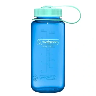 Image of Nalgene Water Bottle Lightweight Sustain Tritan BPA Free Shatterproof for Backpacking, Hiking, Gym, 16 OZ, Wide Mouth, Cornflower Blue