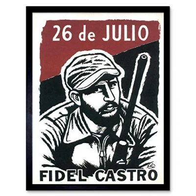 Image of Wee Blue Coo Fidel Castro Communism Cuba 1959 Art Print Framed Poster Wall Decor 12X16 Inch