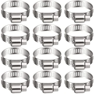 Image of Litensh Stainless Steel Hose Clips, Worm Gear Clamps Pipe Clamp, Duct Clamp Fuel Line for Plumbing Automotive Pool Car Pond and Garden (16 25MM, 12PCS)