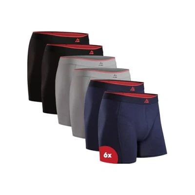 Image of DANISH ENDURANCE Men&#039;s Bamboo Boxers Soft, Comfortable, Breathable Underwear, Tagless, With or without fly, 6 Pack Multicolour (2xBlack, 2xGrey, 2xNavy Blue) S