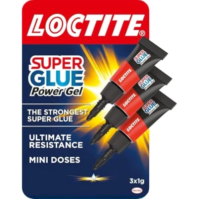 Image of Loctite Mini Trio Power Gel, Strong Super Glue Gel for Repairs, All Purpose Adhesive Flexible Materials, Easy to Use Clear Glue, 3 x 1g