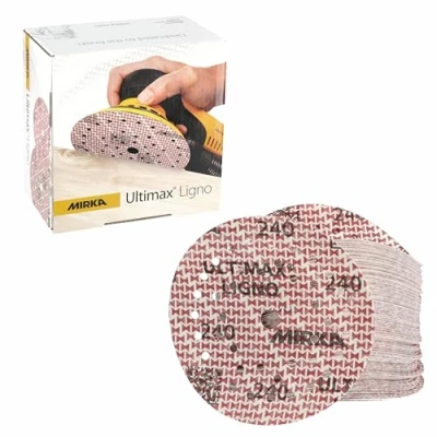 Image of Mirka Ultimax Ligno Ø 125mm sanding discs Hook &amp; LoopMultifit/grit 240/100 pieces/multi perforation/for wooden surfaces