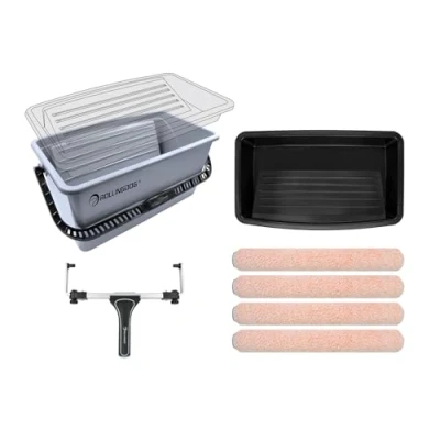 Image of ROLLINGDOG Large Paint Roller 18 inch Set 7PC Bucket Include Microfiber Sleeves(Pack of 4),Paint Frame,Paint Scuttle and Tray
