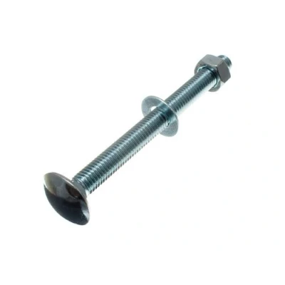 Image of 10 X Coach Carriage Cup Square Bolts M8 8MM 90MM with HEX Nuts BZP