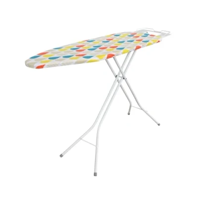 Image of Lightweight Folding Ironing Board Iron Rest Sturdy 4 Leg With Strong Frame And 100% Cotton Cover Boards Free Standing Compact Easy Carry (122x38cm)