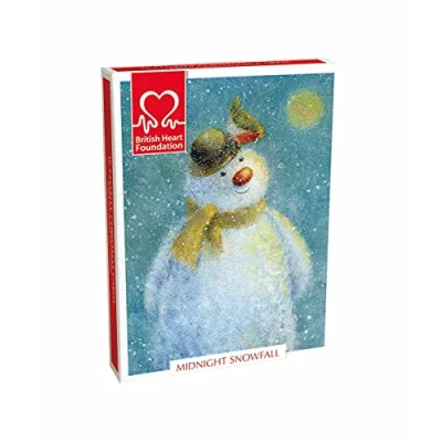 Image of Museums &amp; Galleries Box of 16 Artistic Charity Christmas Cards &#039;Midnight Snowfall&#039; Snowman and Santa Cards, 8 Each 2 Designs, Multi, 140 x 185 27mm