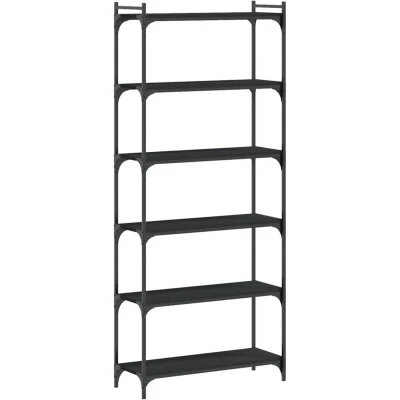 Image of vidaXL Bookcase 6 Tier Black 80x30x188 cm Engineered Wood