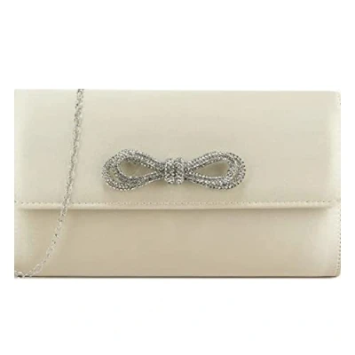 Image of A2ZUKFASHION Womens Satin Clutch Bag Diamante bow Purse Party Prom Ladies Wedding Evening Shoulder Handbag