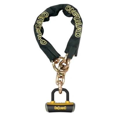 Image of Onguard Mastiff 8019LP Loop Chain Length 130cmx10mm links with Nini Shackle Lock 14mm, Gold Sold Secure