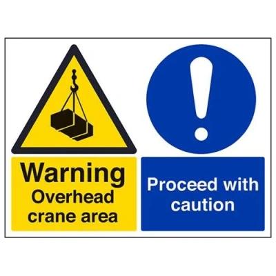 Image of V Safety Warning, Overhead Crane. Proceed With Caution Warning Sign 400mm x 300mm 1mm Rigid Plastic