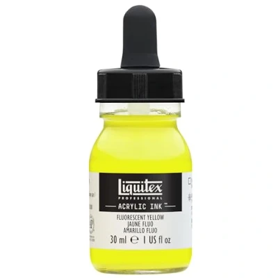 Image of LIQUITEX 4260981 Liquid Professional Acrylic Paints Ink, 30 ml, Highly Pigmented Airbrush Paint, Fluo Yellow