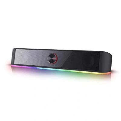 Image of Redragon GS560 RGB Desktop Soundbar, 2.0 Channel Computer Speaker with Dynamic Lighting Bar Audio Light Sync/Display, Touch Control Backlit Volume Knob, USB Powered w/ 3.5mm Cable, White