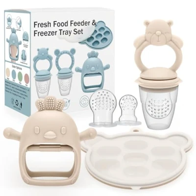 Image of CLDY Baby Fruit Food Feeder Breastmilk Popsicle Freezer Molds Storage Containers, Trays for Toddler Teething &amp; Infant Self Feeding