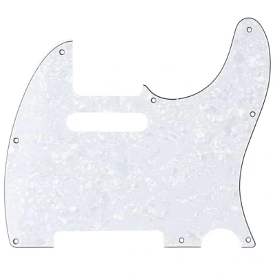 Image of Musiclily Pro 8 Hole Guitar Tele Pickguard for JPN Made Fender Japan Telecaster, 4Ply White Pearl