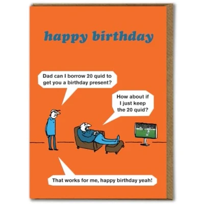 Image of Modern Toss Official Funny Birthday Card &#039;Borrow 20 Quid&#039; Perfect For Friends Mates Him Her Boy GirlFriend Colleague Partner Sold By Brainbox Candy