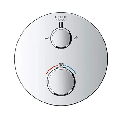 Image of GROHE Grohtherm Thermostatic Bath Mixer Trim Set to Control Shower and Filling Functions, Concealed Installation, Chrome, 24077000