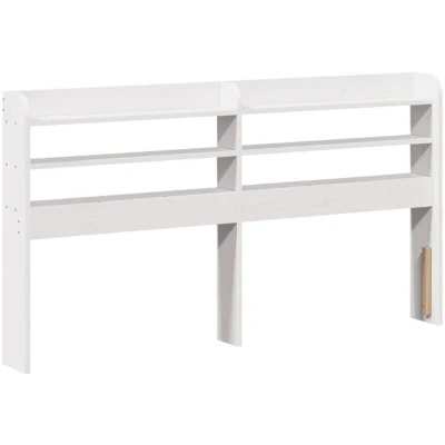 Image of vidaXL 135 cm White Pine Wood Headboard with Shelves Bedroom Bed Header