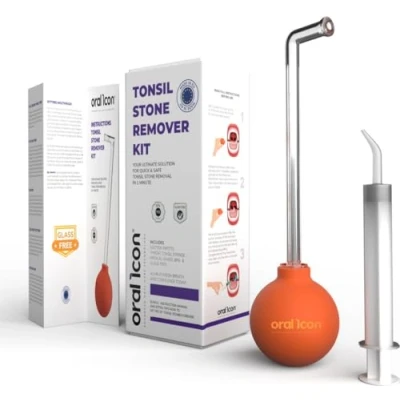Image of Oral Icon® Tonsil Stone Remover Kit Remove Stones in 1 Minute Includes Suction Pipette Throat Syringe Medical Grade BPA &amp; Glass Free Ultimate Fresh Breath