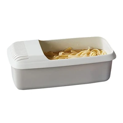 Image of LINGJIONG Kitchen Tools Spaghetti Bowl,Microwave Pasta Cooker With Strainer Heat Resistant Boat Steamer Noodle Cooker,29x14 x11cm