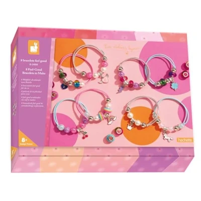Image of Janod 8 Feel Good Jewelry to Create Workshops DIY Bracelet Making Child Craft Kit Dexterity and Concentration Learning from Years Old J09133