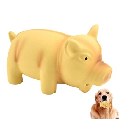 Image of ZHOUHONG Squeaky Dog Toy Latex Chew Toys with an Oinks Sound Squeaker Grunting Cute Squeak Pet Toys, Piggy Style