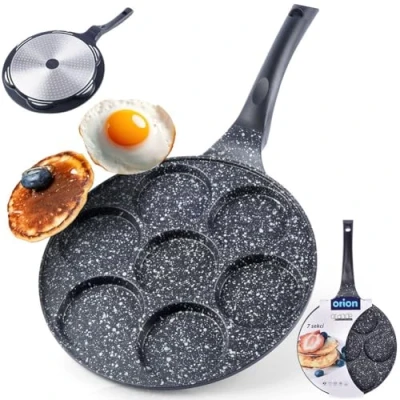 Image of Orion, Eye Pan, Fried Egg Pan for 7 Eggs, Crepe Gas Induction, Non Stick, Diameter 27 cm, Large