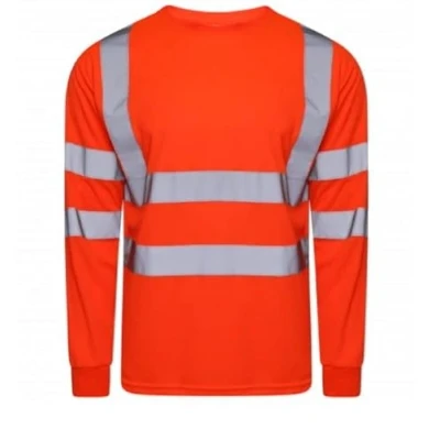 Image of LIZZIE JACOBS Hi Viz High Visibility Crew Neck Long Sleeves Shirts Reflective Tape Safety Vis Round Security Work Breathable Lightweight Workwear Tops (3X Large, Orange)