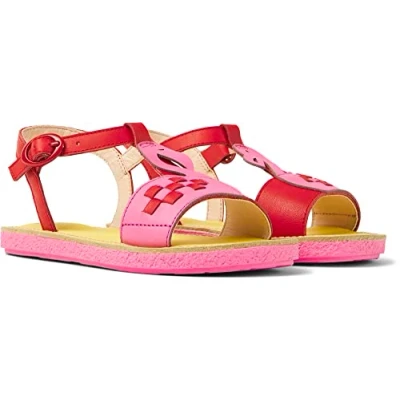 Image of Camper Miko Kids K800535 Flat Sandal, Multicolour Pink, 7.5 UK