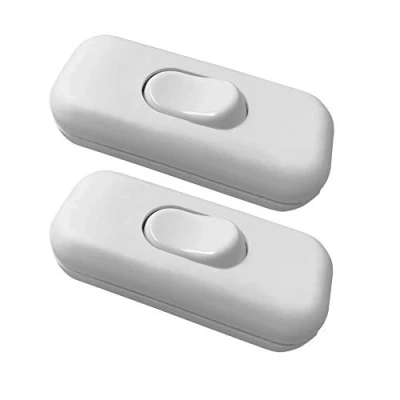 Image of KiKiHong 2 Pack Torpedo Switch 6Amp Inline for Small Appliance or Lamp Accepts1 3 Core Round Flat Wire, White