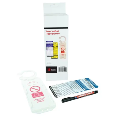 Image of Tower Scaffold Inspection Tag Kit, Includes 10 ClawTag Holders 20 Inserts 2 Pens