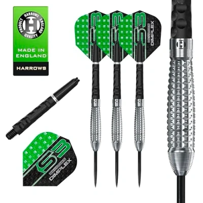 Image of Harrows Dimplex Bomb &amp; Tapered Darts Set I Professional 90% Tungsten Steel Tip ALL Weights 10pc with Black Midi Shafts Flights (Bomb Shape, 21g)