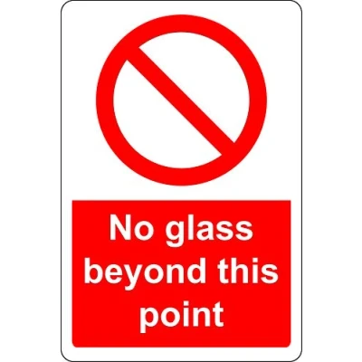 Image of No glass beyond this point safety sign 1.2mm Rigid plastic 400mm x 300mm