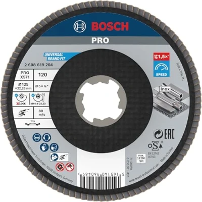 Image of Bosch Professional 1x Angled Flap Disc Best (for Metal, X LOCK, X571, Diameter 125 mm, Grit Size K40, Accessories for Angle Grinders)
